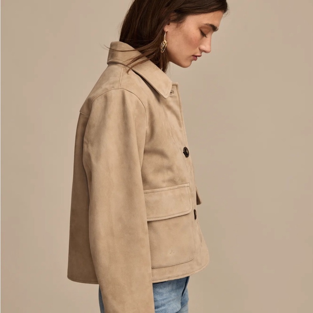 Lucky Brand Genuine Goat Suede Leather Jacket Tan Size M NWT - Picture 4 of 14